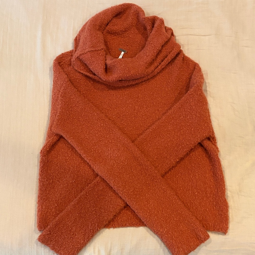 Free People Warm Rust Cowl Neck Sweater
